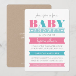 Invitación BABY SHOWER INVITE género moderno revelar azul ros