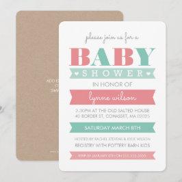 Invitación BABY SHOWER INVITE género moderno revelar la menta