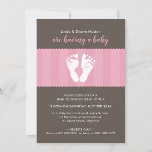 Invitación BABY SHOWER INVITE huellas de corazón lindas pies 