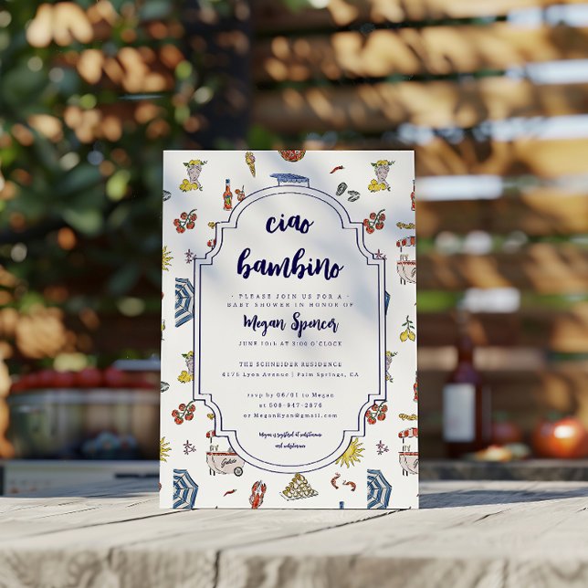 Invitación Baby Shower italiano Ciao Bambino (Subido por el creador)