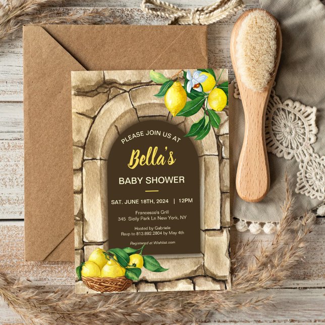 Invitación Baby Shower italiano mediterráneo de limón ruso (Subido por el creador)