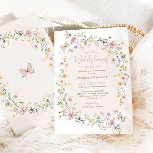 Invitación Baby Shower Jardín de flores silvestres de primave