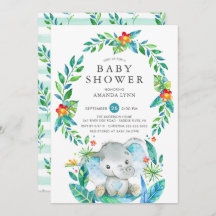 Baby Shower Jungle Blue Elephant Boy