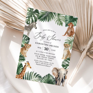 Invitación Baby Shower Jungle Safari Greenery