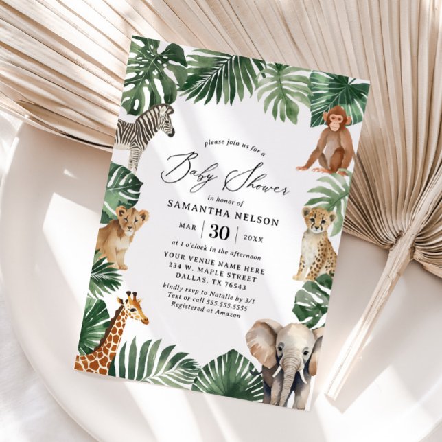 Invitación Baby Shower Jungle Safari Greenery (Subido por el creador)