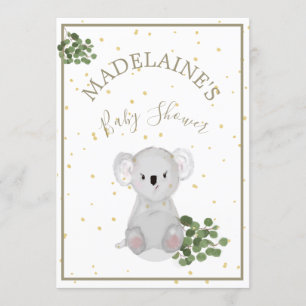 Invitación Baby Shower Koala Floral Green