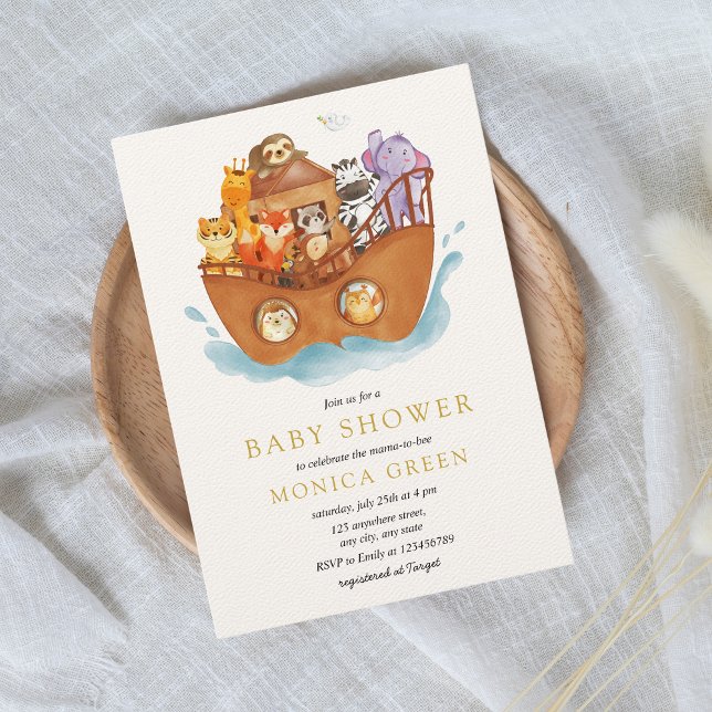 Invitación Baby Shower: La historia de los animales de la Bib (Noah's Ark Baby Shower Theme Gender Neutral Bible Story Christian Animals Two by Two Adventure Begin)