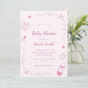Invitación Baby Shower: La mano de Francia dibujó un garabato