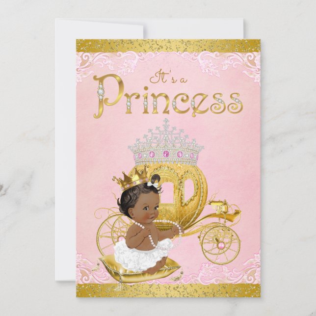 Invitación Baby Shower, la princesa africana de oro rosado (Anverso)