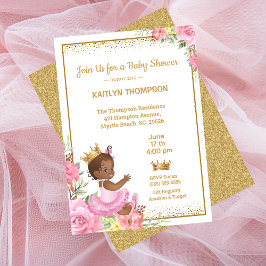 Invitación Baby Shower, la princesa africana de oro rosado