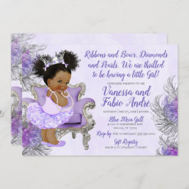Invitación Baby Shower Lavender Silver Princess
