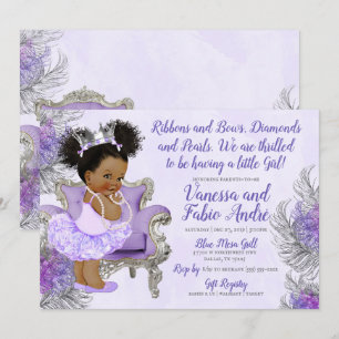 Invitación Baby Shower Lavender Silver Princess