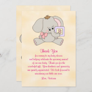 Invitación Baby Shower le agradece elefante del bebé