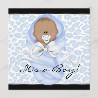 Invitación Baby Shower Leopardo Azul