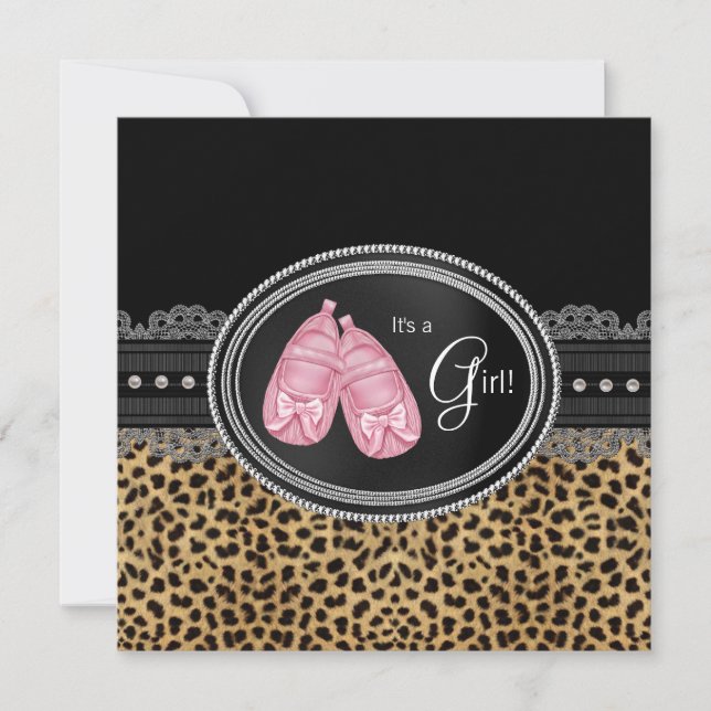 Invitación Baby Shower Leopardo Rosa (Anverso)