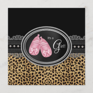 Invitación Baby Shower Leopardo Rosa