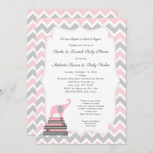 Invitación Baby Shower, libros y brunch