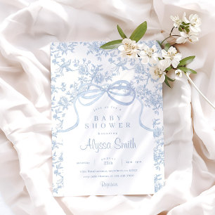 Invitación Baby Shower ligero azul de barrido y azul