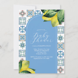 Invitación Baby Shower limón azul y amarillo