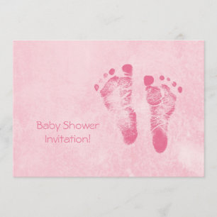 Invitación Baby Shower lindo para los pies del bebé del rosa