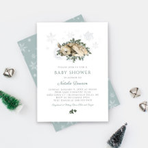 Baby Shower Little Deer Blue and Green Woodland