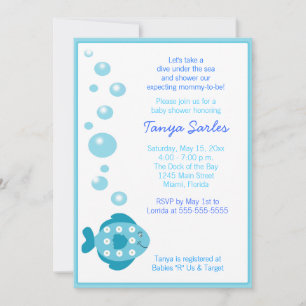Invitación Baby Shower Little Fishy Ocean 5x7