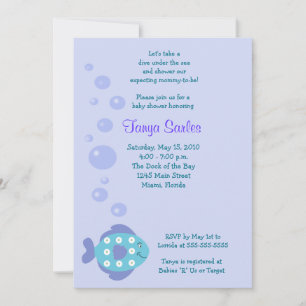 Invitación Baby Shower Little Fishy Ocean 5x7
