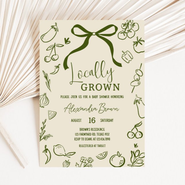 Invitación Baby Shower local de Sage (Sage Locally Grown Farmers Market Baby Shower Invitation)