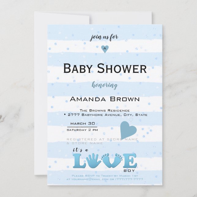 Invitación Baby Shower Love Baby (Anverso)