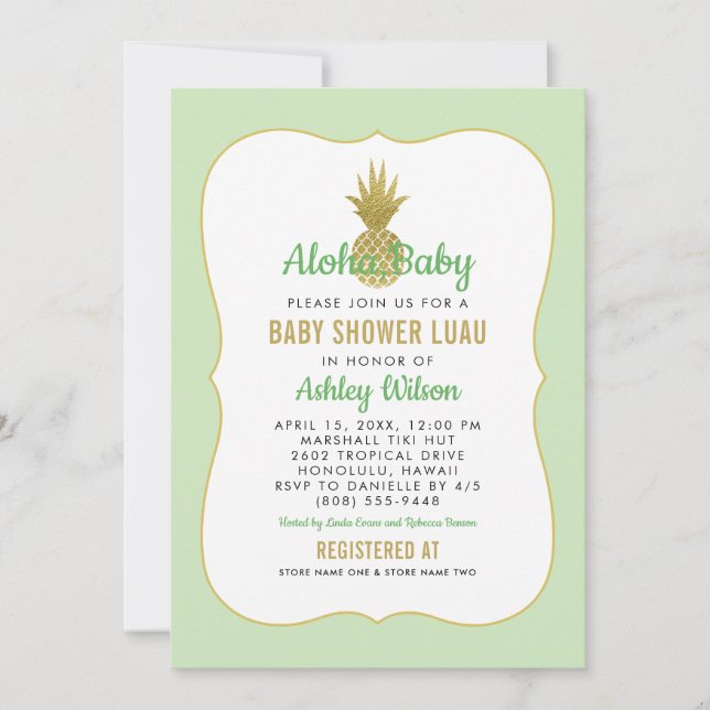 Invitación Baby Shower Luau (Anverso)