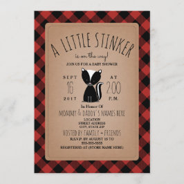 Invitación Baby Shower Lumberjack Plaid Skunk