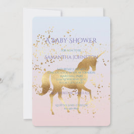 Invitación Baby Shower Magic Gold Unicorn