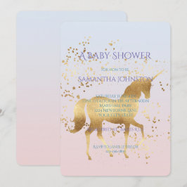 Invitación Baby Shower Magic Gold Unicorn