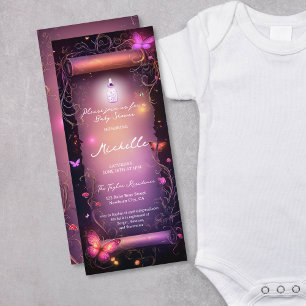 Invitación Baby Shower Magic Pink Enchanted Forest Scroll