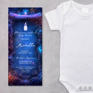Invitación Baby Shower Magic Purple Enchanted Forest Scroll