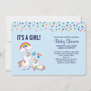 Invitación Baby Shower mágico con mamá y bebé Unicornio