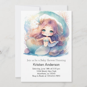 Invitación Baby Shower mágico de la sirena submarina encantad