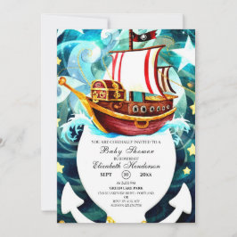 Invitación Baby Shower mágico de los piratas