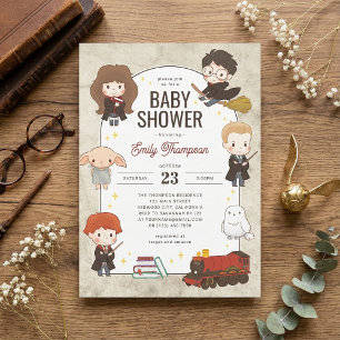 Invitación Baby Shower mágico de personajes de Harry Potter