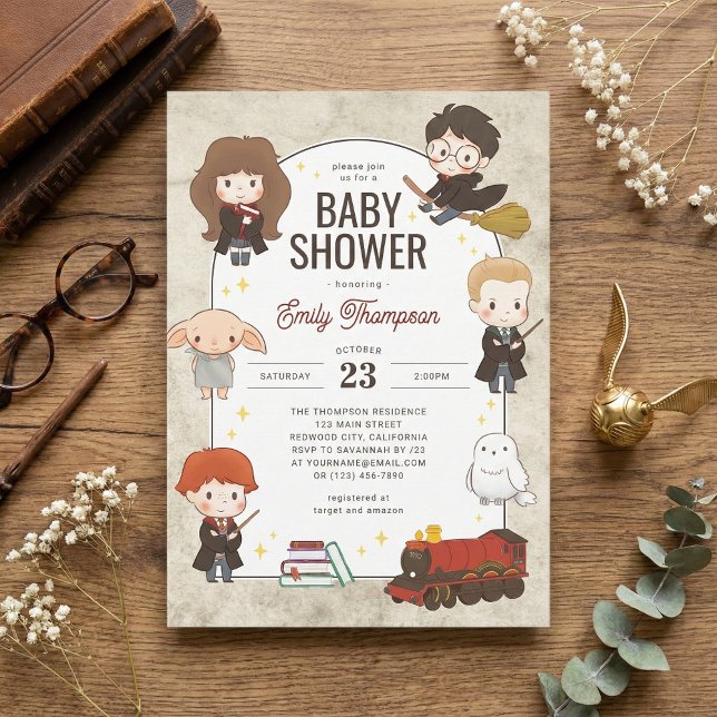 Invitación Baby Shower mágico de personajes de Harry Potter (Subido por el creador)