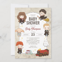 Invitación Baby Shower mágico de personajes de Harry Potter