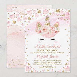 Invitación Baby Shower Magnífico de oro rosa unicornio