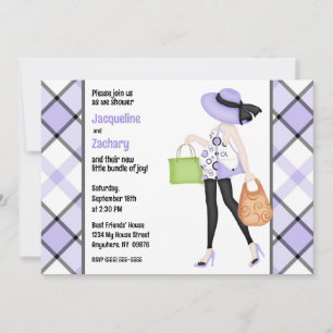 Invitación Baby Shower malva de moda para ser madre
