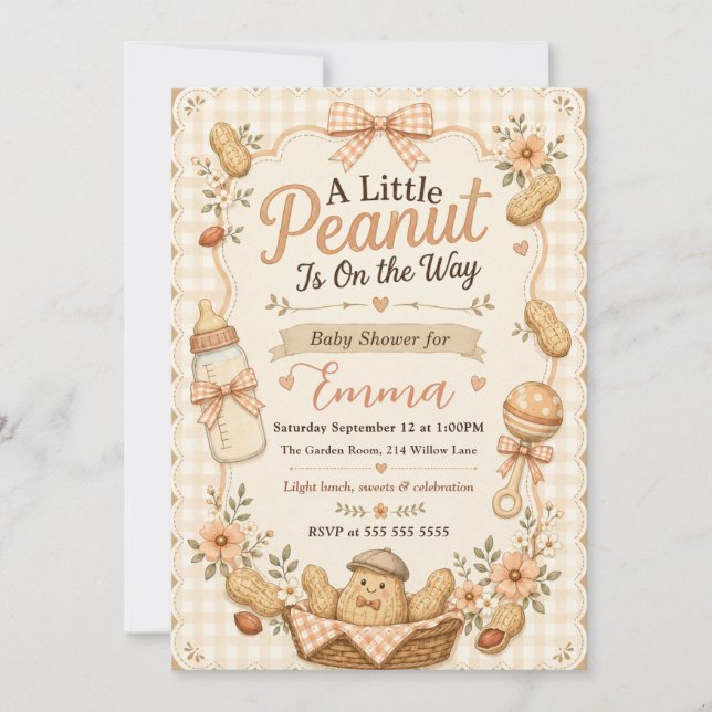 Invitación Baby Shower Maní Pequeño (Anverso)