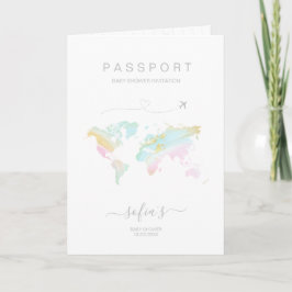 Invitación Baby Shower: Mapa mundial del pasaporte neutral de