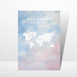 Invitación Baby Shower: Mapa mundial del pasaporte neutral de