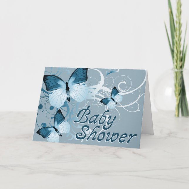 Invitación Baby Shower : Mariposas : (Anverso)