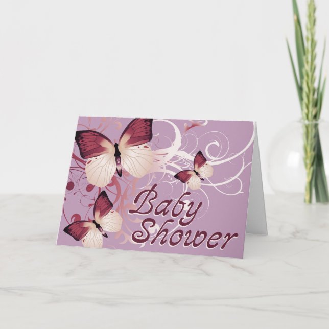 Invitación Baby Shower: Mariposas: (Anverso)