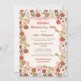 Invitación Baby Shower | Mariposas y flores poéticas