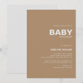 Invitación Baby Shower marrón formal elegante minimalista